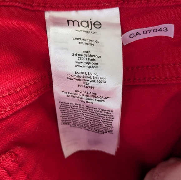 MAJE Crop Wide Leg Red Summer Pants Size 38 = Medium Or 6-8 99% Cotton - Picture 9 of 14